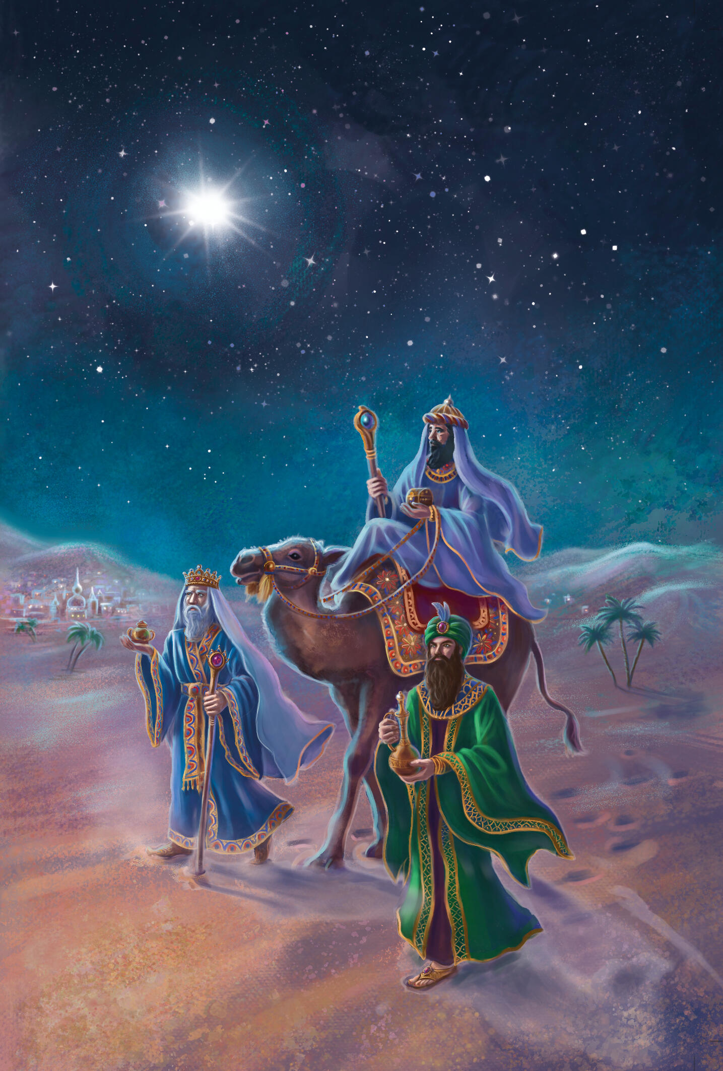 Three Kings - Christmas Greeting Card Illustration for Mandamor