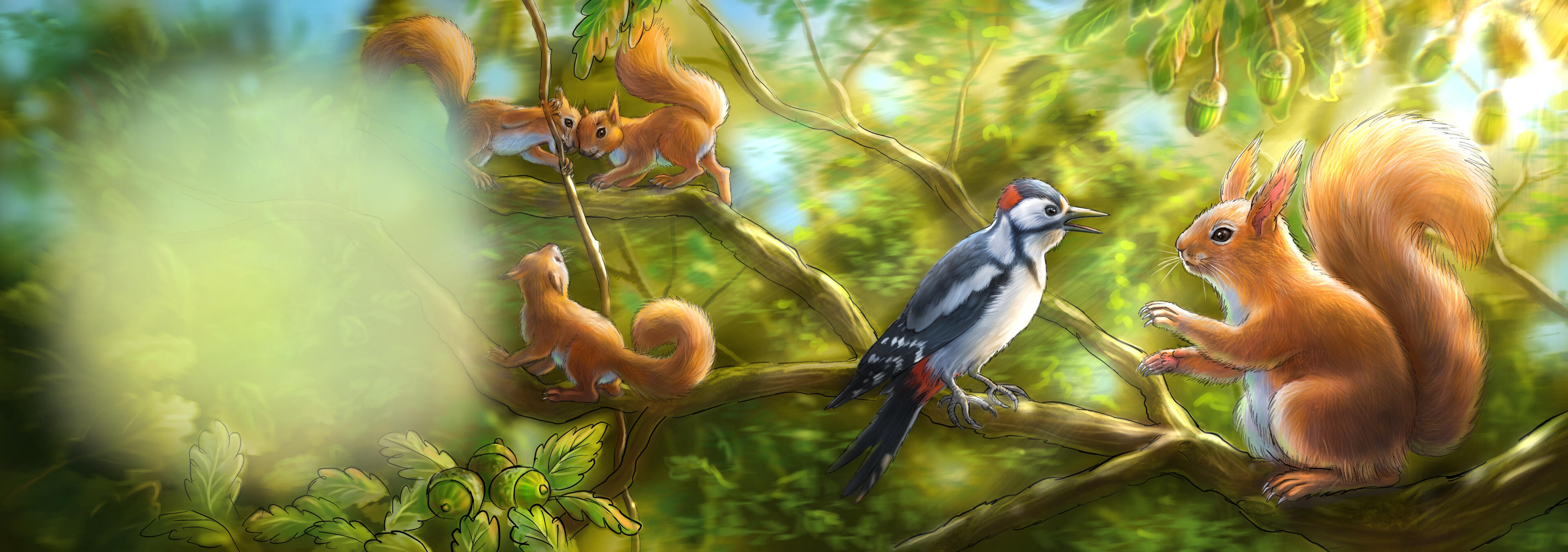 Woodpecker Family - Interior Spread